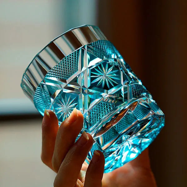 Edo Kiriko Kiku Suji Whisky Glass – Hand-Carved Premium Crystal Glass | Eternal Bloom