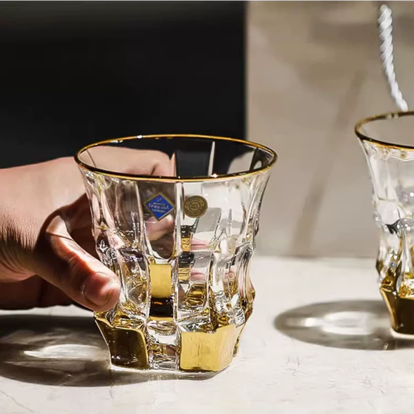 Bohemia Royal Whisky Glass – Hand-Cut Czech Crystal | Gold Rim