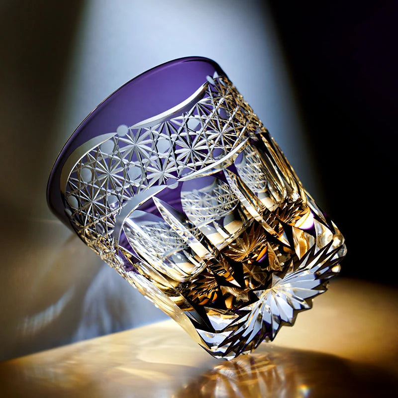 Edo Kiriko Hand-Carved Amethyst Prism Whisky Glass – A Prism of Dreams and Refined Beauty