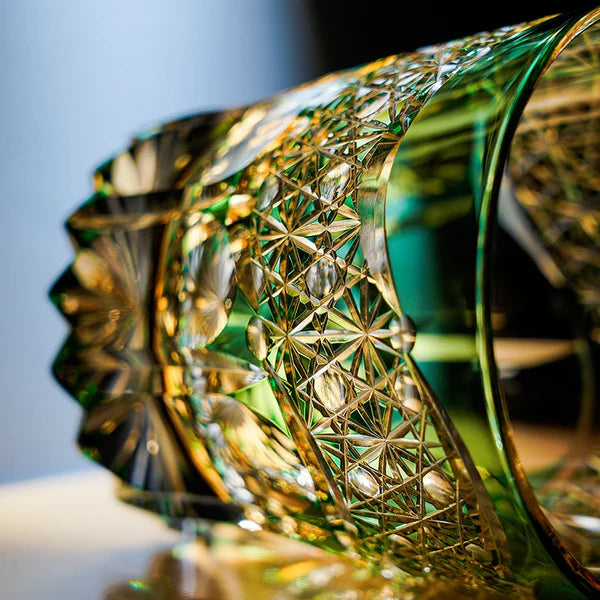 Edo Kiriko Emerald Prism Whisky Glass – Hand-Carved Premium Crystal Glass | Vitality & Grace