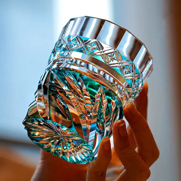 Edo Kiriko Aozora Kaze Whisky Glass – Hand-Carved Premium Crystal Glass | Azure Breeze
