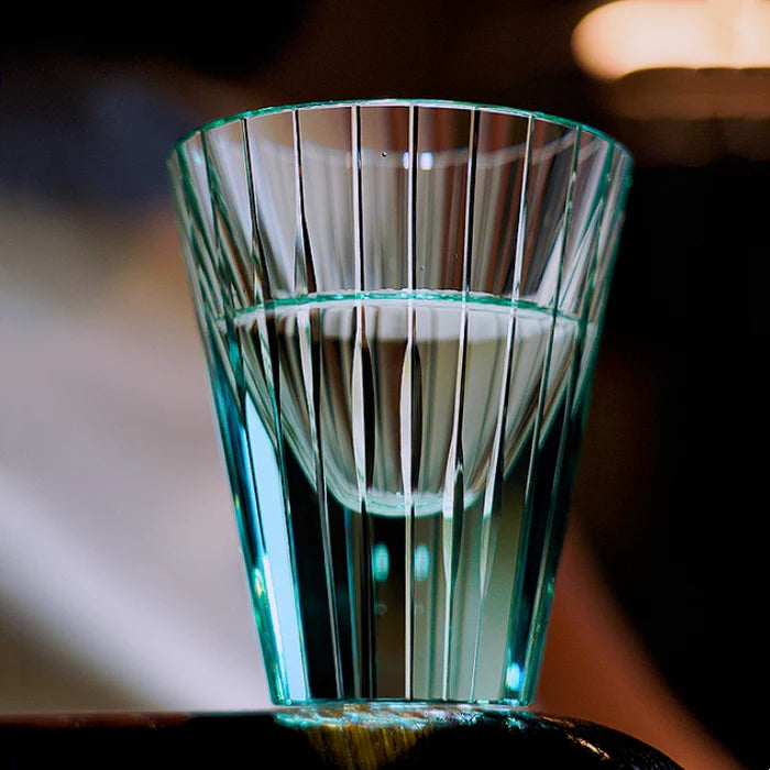Edo Kiriko Hand-Carved Emerald Starlit Guqin Lead-Free Premium Crystal Whiskey Glass – A Symphony of Light and Heritage