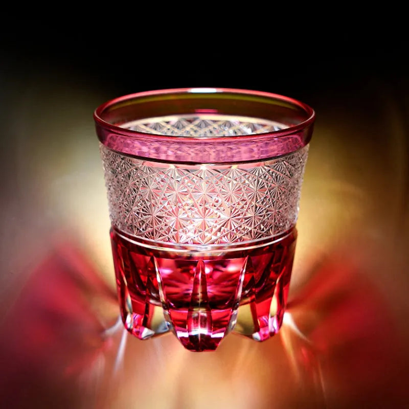 Edo Kiriko Sakura Radiance Whisky Glass – Hand-Carved Premium Crystal Glass | Cherry Blossom Brilliance