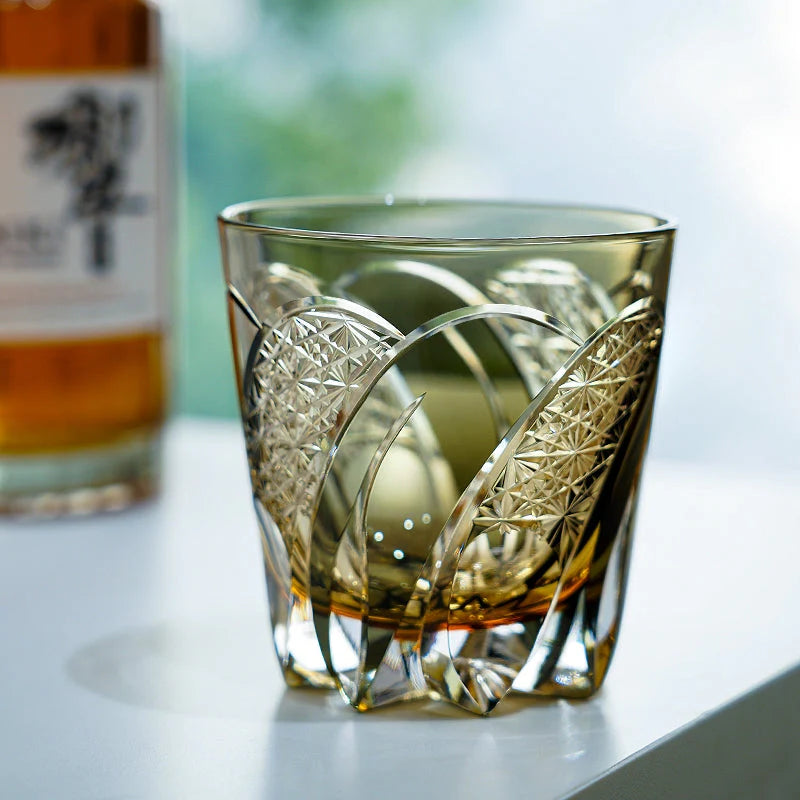 Edo Kiriko Hand-Carved Shadow Luminary Whisky Glass – A Revelation of Light in Shadow