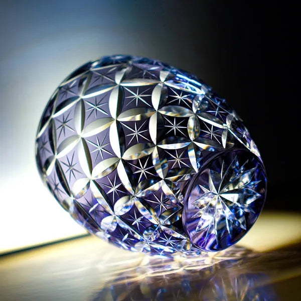 Edo Kiriko Violet Shippo Whisky Glass – Hand-Carved Premium Crystal Glass | Eternal Harmony