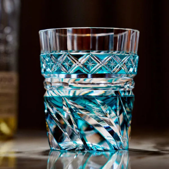Edo Kiriko Aozora Kaze Whisky Glass – Hand-Carved Premium Crystal Glass | Azure Breeze