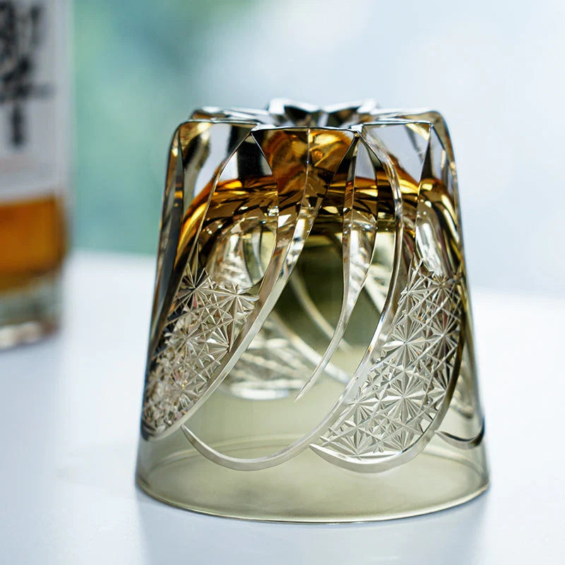 Edo Kiriko Hand-Carved Shadow Luminary Whisky Glass – A Revelation of Light in Shadow