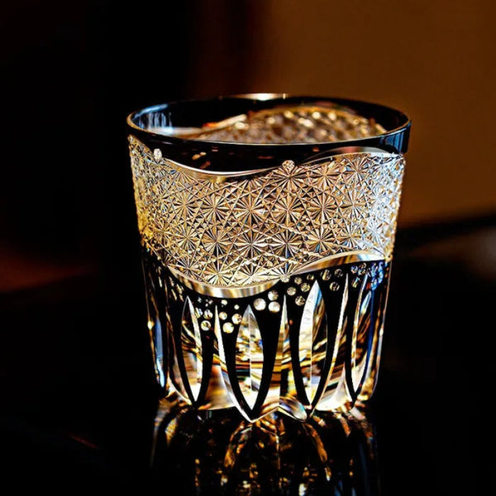 Edo Kiriko Kurokiku Whisky Glass – Hand-Carved Premium Crystal Glass | Midnight Bloom
