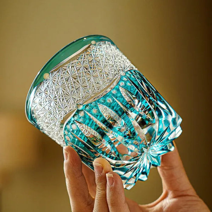 Edo Kiriko Aokiku Whisky Glass – Hand-Carved Premium Crystal Glass | Ocean Bloom