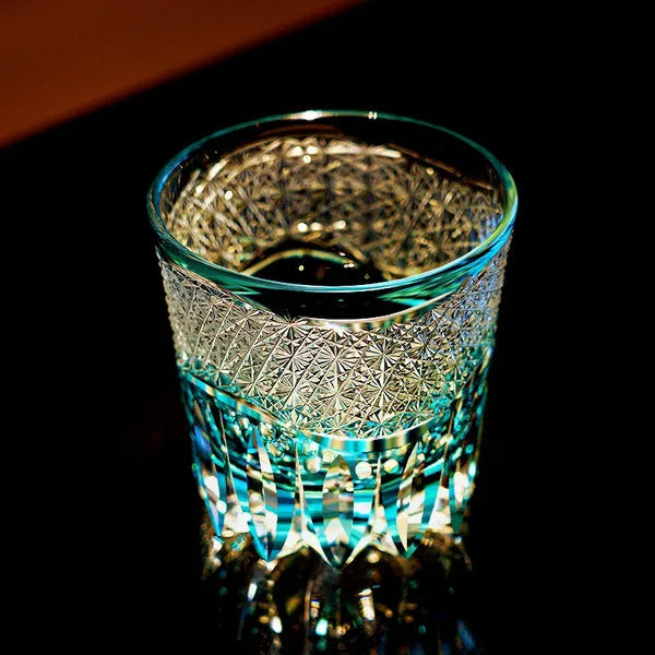 Edo Kiriko Aokiku Whisky Glass – Hand-Carved Premium Crystal Glass | Ocean Bloom
