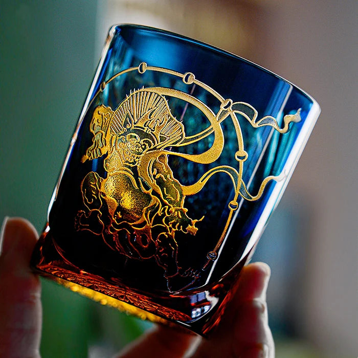 Edo Kiriko Hand-Carved Raijin Whisky Glass – The Thunder’s Eternal Echo