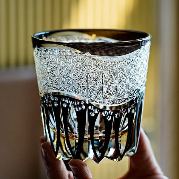 Edo Kiriko Kurokiku Whisky Glass – Hand-Carved Premium Crystal Glass | Midnight Bloom