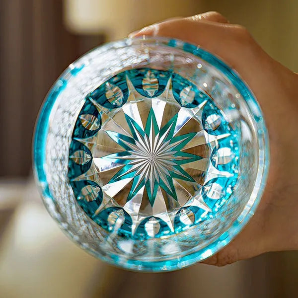 Edo Kiriko Aokiku Whisky Glass – Hand-Carved Premium Crystal Glass | Ocean Bloom