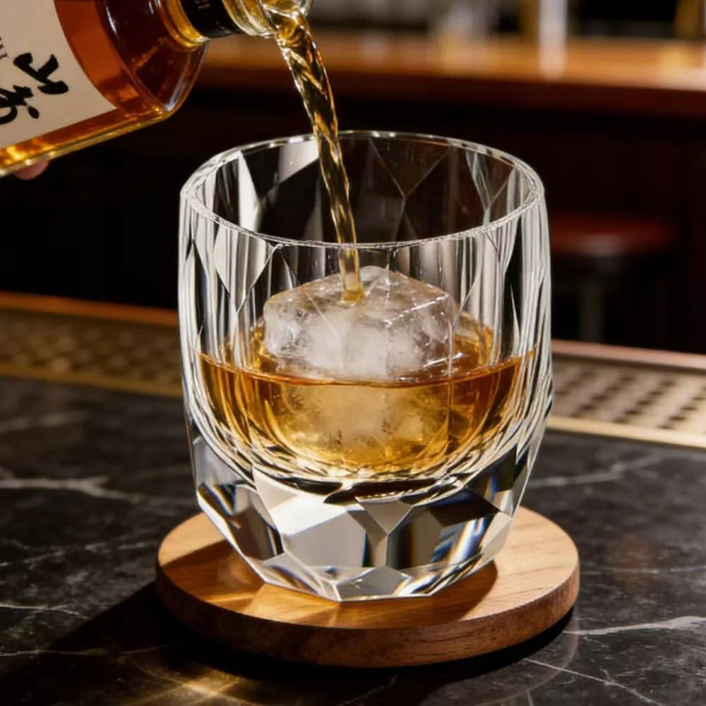 Edo Kiriko Diamond Whisky Glass – Hand-Carved Lead-Free Premium Crystal | Prismatic Light Ritual