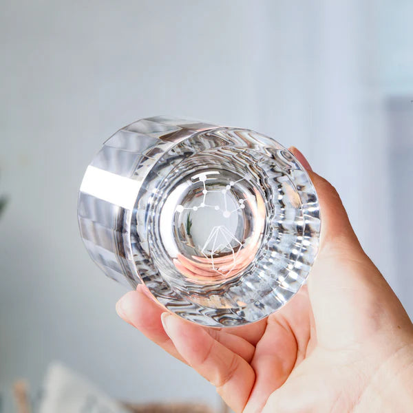 Edo Kiriko Hand-Carved "12 Constellations" Lead-Free Premium Crystal Whiskey Glass – A Celestial Birthday Gift