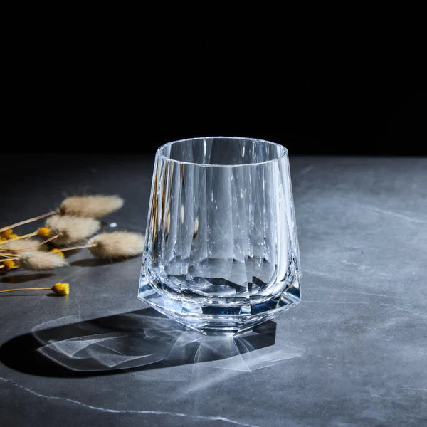 Edo Kiriko Hand-Carved Tilted Lead-Free Premium Crystal Whiskey Glass — A Fusion of Tradition and Design