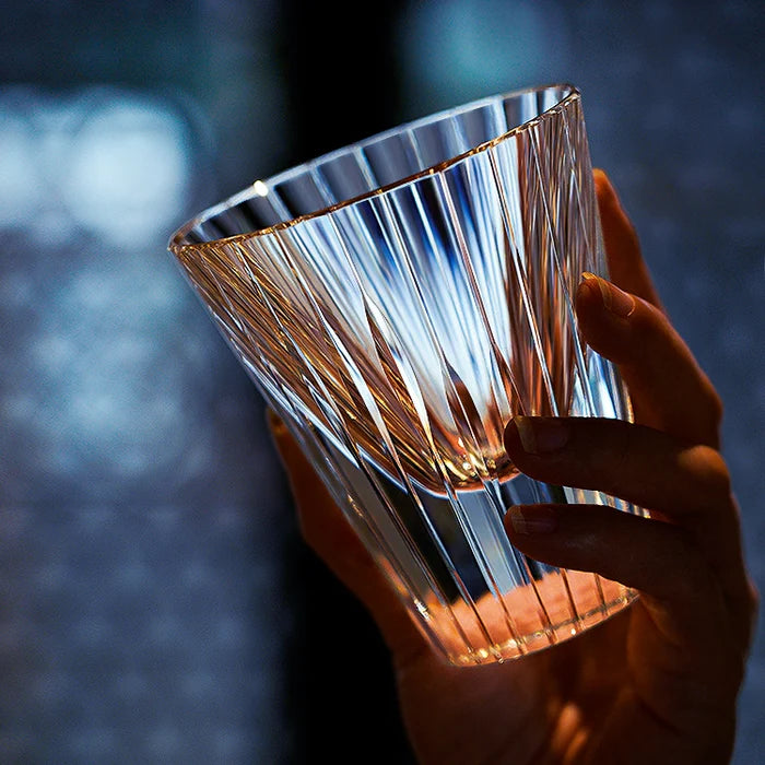 Edo Kiriko Hand-Carved Starlit Guqin Lead-Free Premium Crystal Whiskey Glass – A Symphony of Light and Heritage