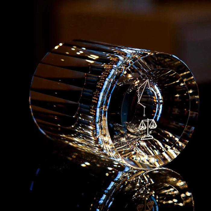 Edo Kiriko Hand-Carved "12 Constellations" Lead-Free Premium Crystal Whiskey Glass – A Celestial Birthday Gift