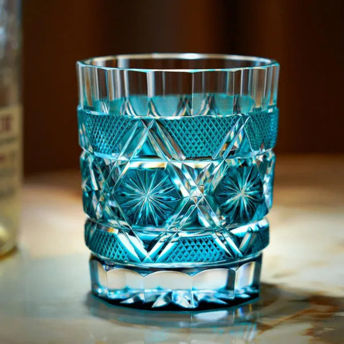 Edo Kiriko Kiku Suji Whisky Glass – Hand-Carved Premium Crystal Glass | Eternal Bloom
