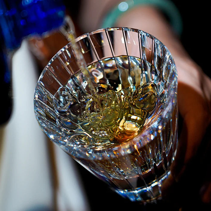 Edo Kiriko Hand-Carved Starlit Guqin Lead-Free Premium Crystal Whiskey Glass – A Symphony of Light and Heritage