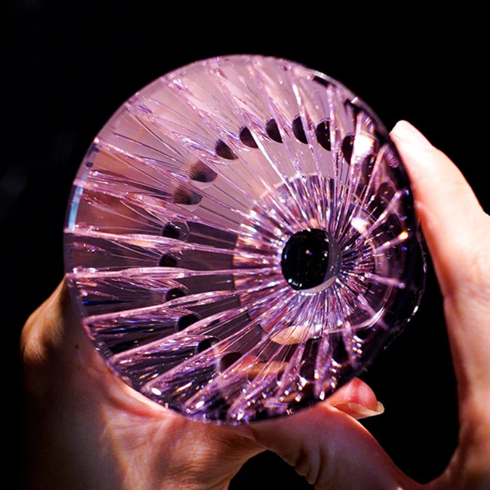 Edo Kiriko Hand-Carved Amethyst Starlit Guqin Lead-Free Premium Crystal Whisky Glass – A Symphony of Light and Heritage