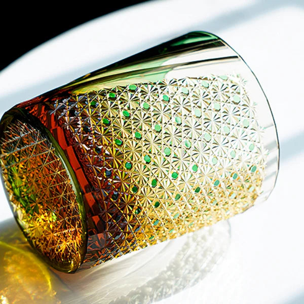 Edo Kiriko Hand-Carved Fujin Whisky Glass – A Dance of Divine Wind