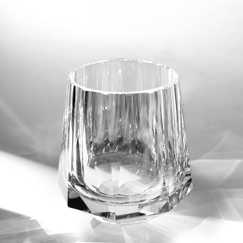 Edo Kiriko Hand-Carved Tilted Lead-Free Premium Crystal Whiskey Glass — A Fusion of Tradition and Design