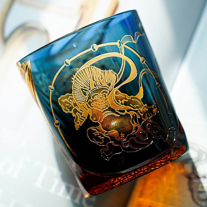 Edo Kiriko Hand-Carved Raijin Whisky Glass – The Thunder’s Eternal Echo