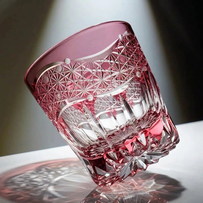 Edo Kiriko Rose Prism Whisky Glass – Hand-Carved Premium Crystal Glass | Bloom & Brilliance