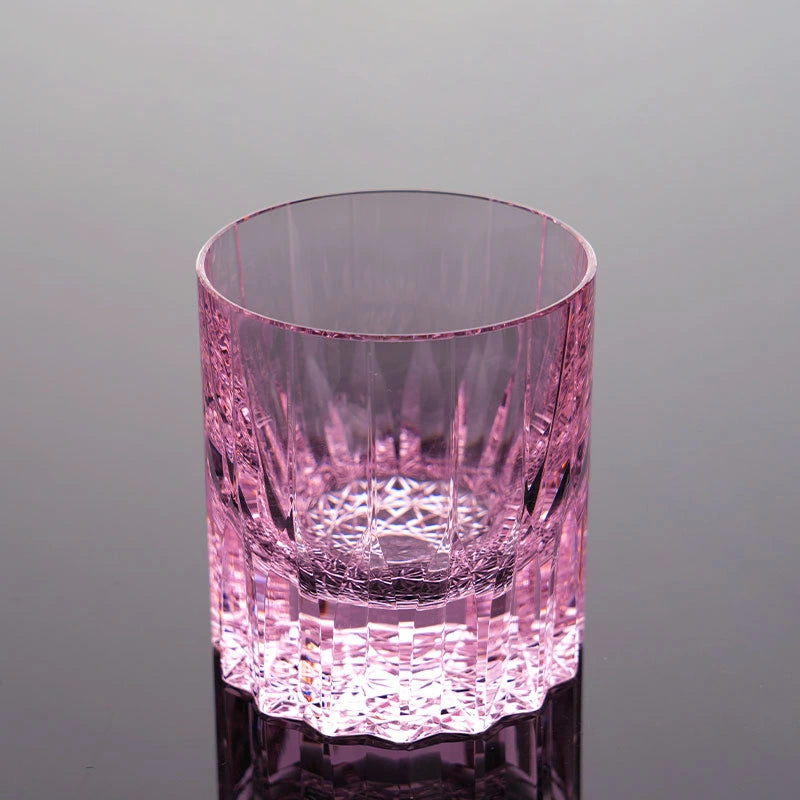 Edo Kiriko Hand-Carved Dazzling Amethyst Lead-Free Premium Crystal Whiskey Glass — A Prism of Heritage and Light