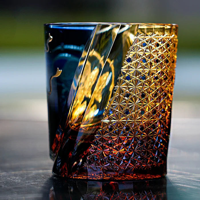 Edo Kiriko Hand-Carved Raijin Whisky Glass – The Thunder’s Eternal Echo