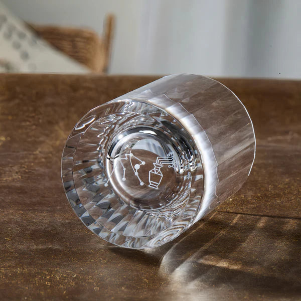 Edo Kiriko Hand-Carved "12 Constellations" Lead-Free Premium Crystal Whiskey Glass – A Celestial Birthday Gift