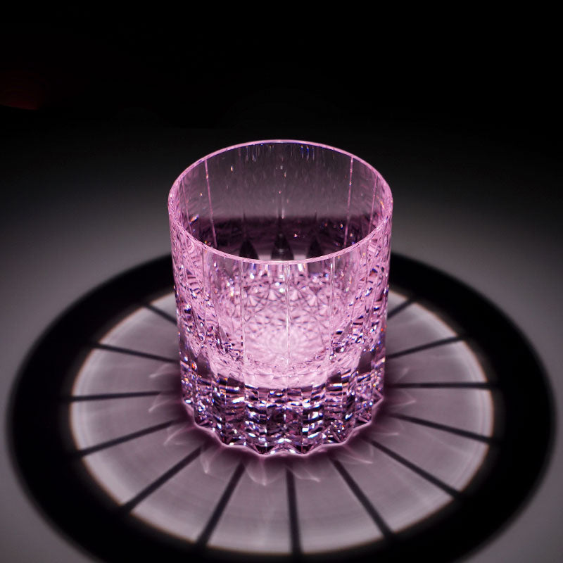 Edo Kiriko Hand-Carved Dazzling Amethyst Lead-Free Premium Crystal Whiskey Glass — A Prism of Heritage and Light