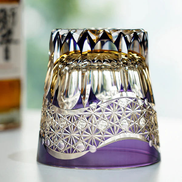Edo Kiriko Amethyst Prism Whisky Glass – Hand-Carved Premium Crystal Glass | Regal Elegance