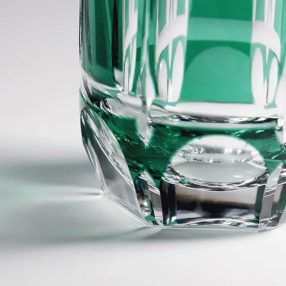 Edo Kiriko Bamboo Rhythm Whisky Glass – Hand-Carved Premium Crystal Glass | Emerald Zen