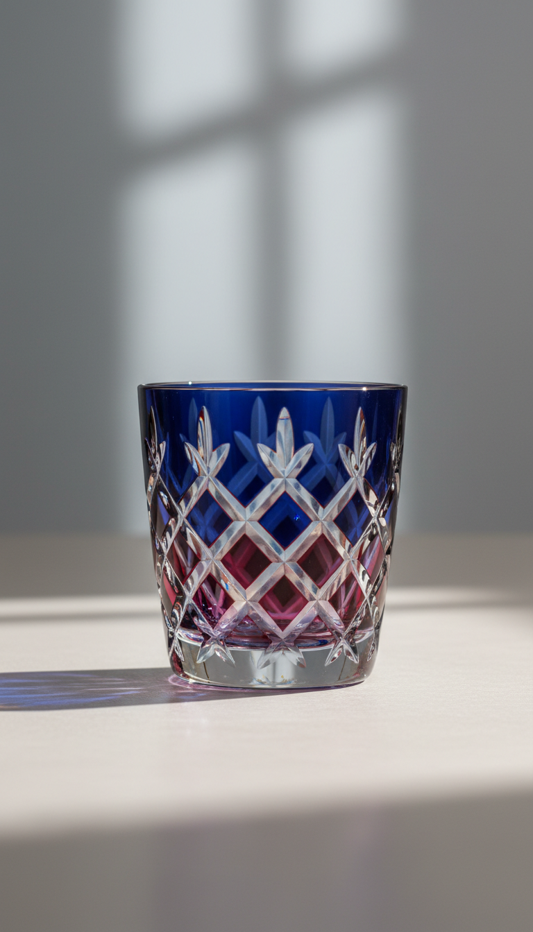 Diamond Lattice Edo Kiriko Rocks Glass