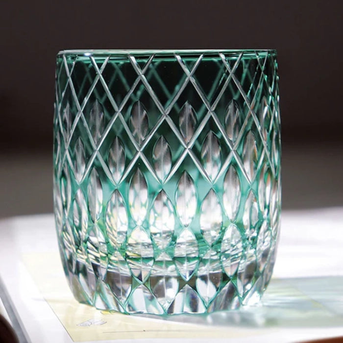 Edo Kiriko Spider Eye Whisky Glass – Hand-Carved Premium Crystal Glass | Emerald Web