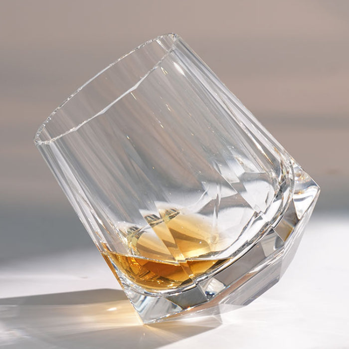 Edo Kiriko Hand-Carved Tilted Lead-Free Premium Crystal Whiskey Glass — A Fusion of Tradition and Design