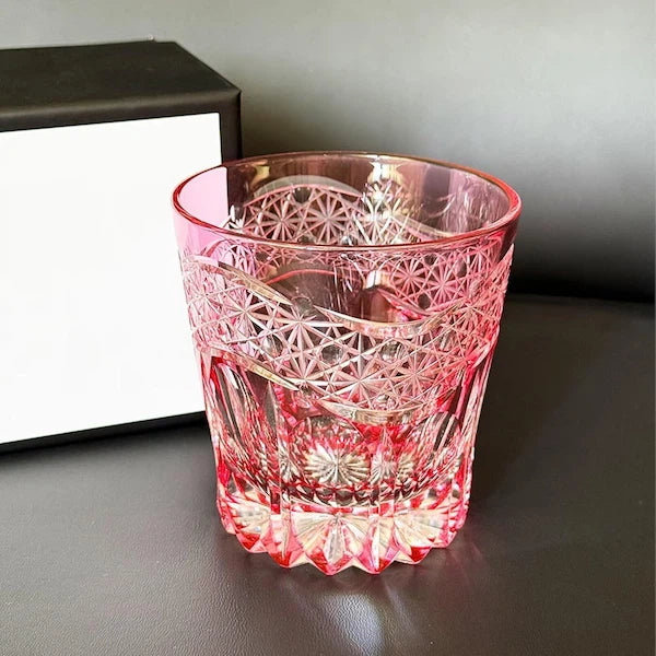 Edo Kiriko Rose Prism Whisky Glass – Hand-Carved Premium Crystal Glass | Bloom & Brilliance