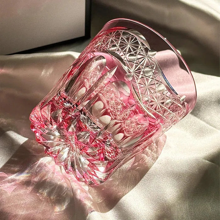 Edo Kiriko Rose Prism Whisky Glass – Hand-Carved Premium Crystal Glass | Bloom & Brilliance