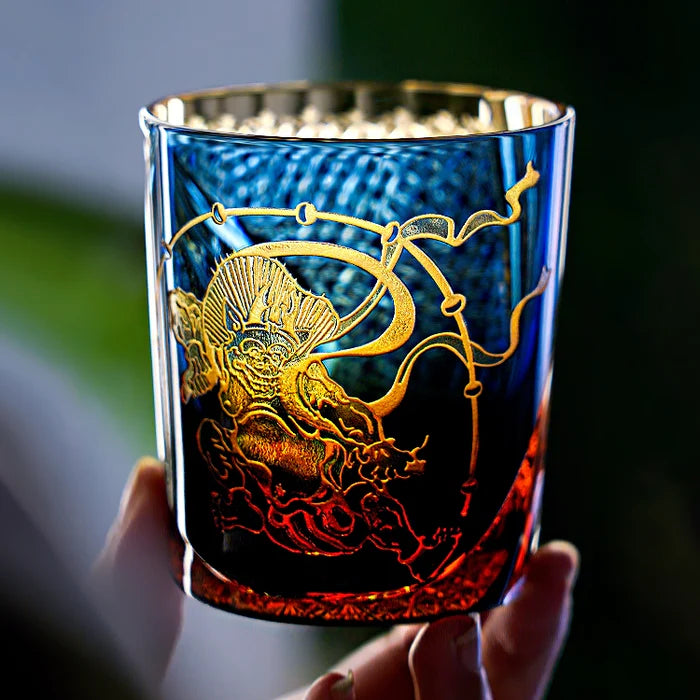 Edo Kiriko Hand-Carved Raijin Whisky Glass – The Thunder’s Eternal Echo