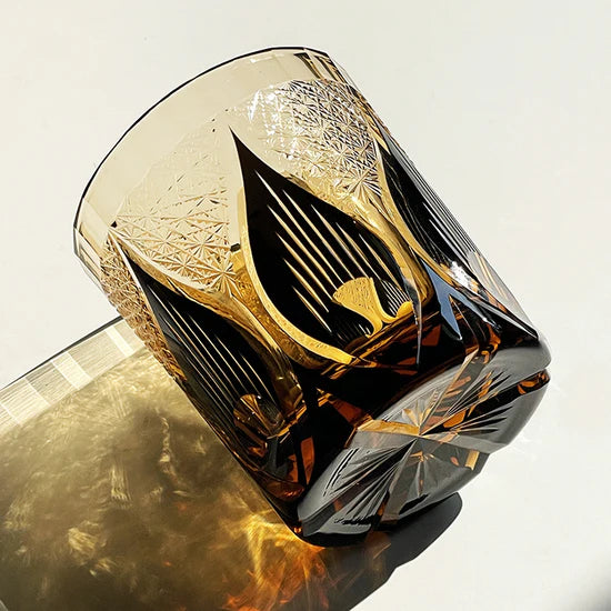 Edo Kiriko Candle Flame Whisky Glass – Hand-Carved Premium Crystal Glass | Eternal Warmth