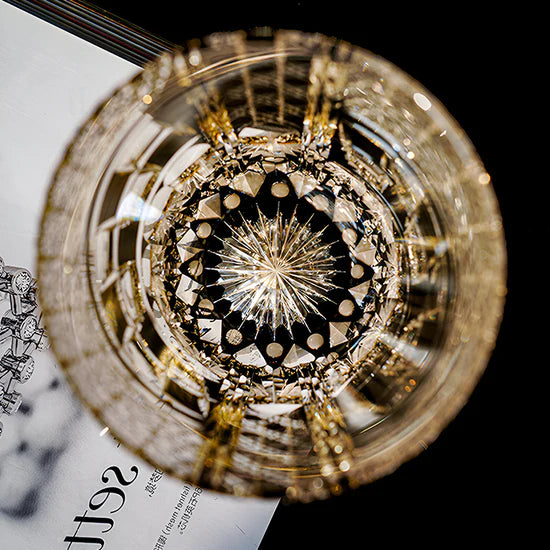 Edo Kiriko Hand-Carved Midnight Motif Whiskey Glass – An Enigma Etched in Darkness