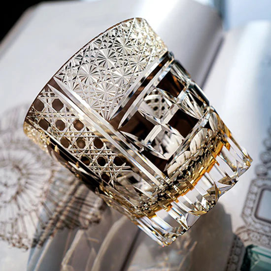 Edo Kiriko Hand-Carved Midnight Motif Whiskey Glass – An Enigma Etched in Darkness