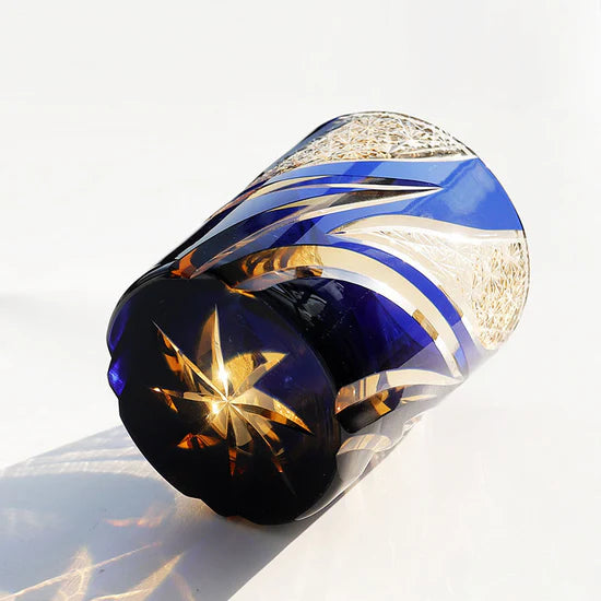 Edo Kiriko Hand-Carved Flame Whisky Glass – A Radiance of Eternal Vitality