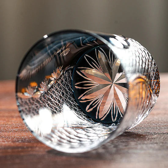 Edo Kiriko Soaring Crane Whisky Glass – Hand-Carved Premium Crystal Glass | Grace in Flight