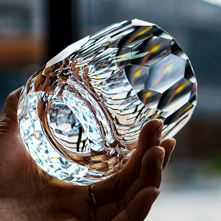 Edo Kiriko Diamond Whisky Glass – Hand-Carved Lead-Free Premium Crystal | Prismatic Light Ritual