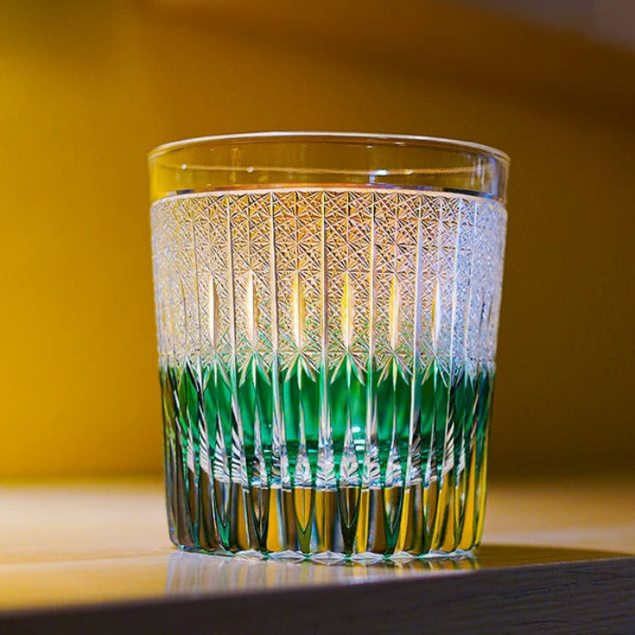 Edo Kiriko Hand-Carved Stellar Nexus Whiskey Glass — A Celestial Symphony of Light and Craftsmanship