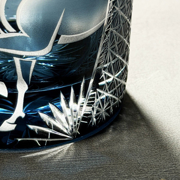 Edo Kiriko Azure Horse Whisky Glass – Hand-Carved Premium Crystal Glass | Noble Spirit