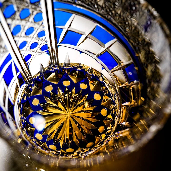 Edo Kiriko Hand-Carved Sapphire Motif Whiskey Glass – A Deep Dive into Luminous Elegance